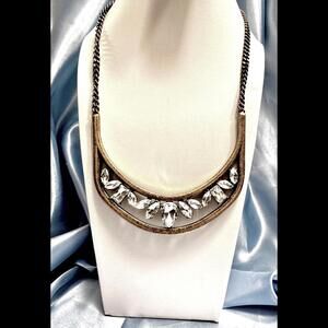 Bauble Bar Bronze Rhinestone Bib Statement Necklace